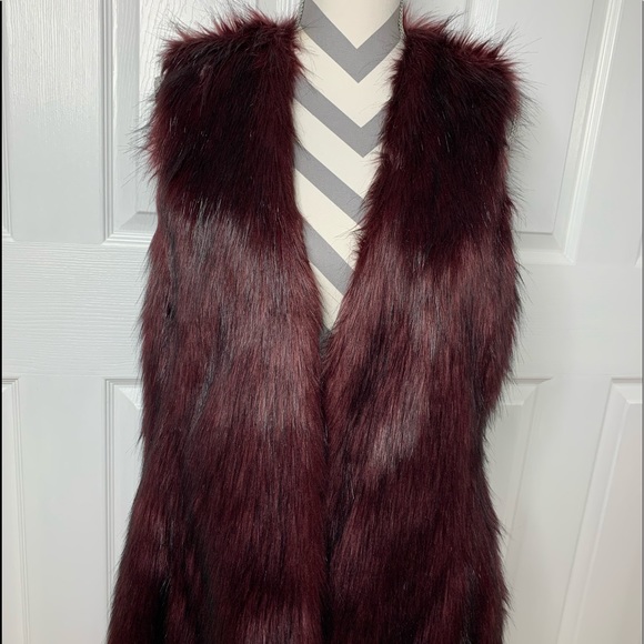 Reba Burgundy Faux Fur Vest 
